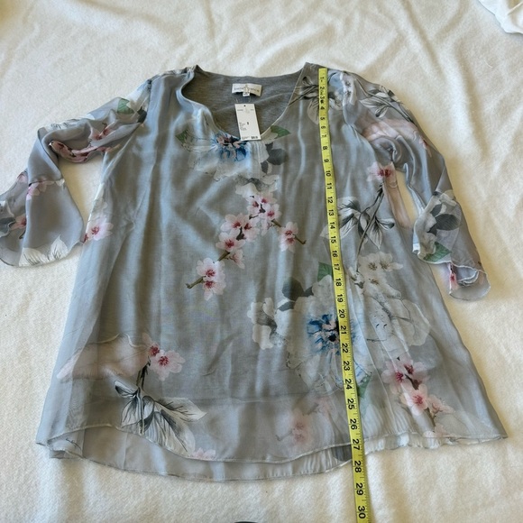 Belle France Silk Floral Print Tonic Top Size M - Picture 8 of 10